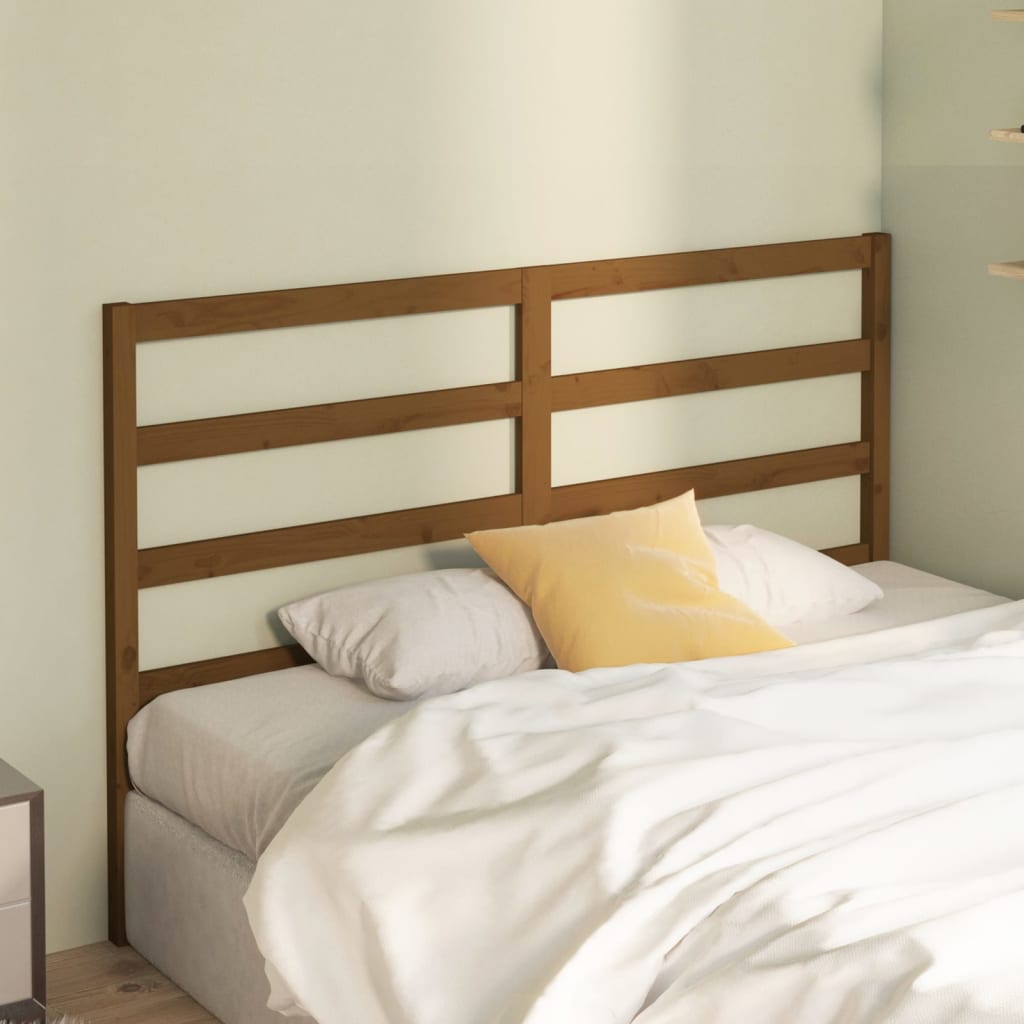 Bed Headboard Honey Brown 156x4x100 cm Solid Wood Pine - Bargainia.com - 