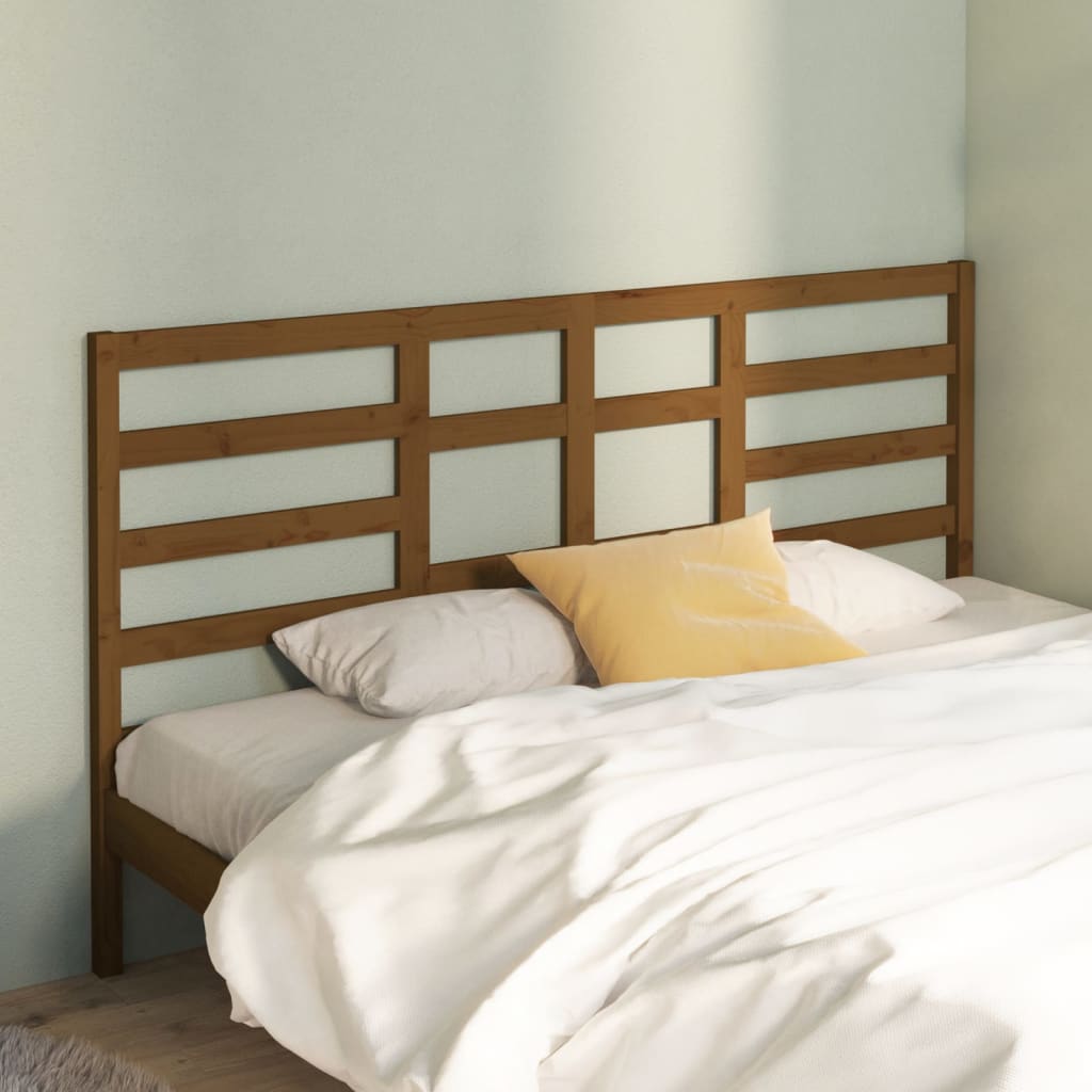 Bed Headboard Honey Brown 206x4x104 cm Solid Wood Pine - Bargainia.com - 