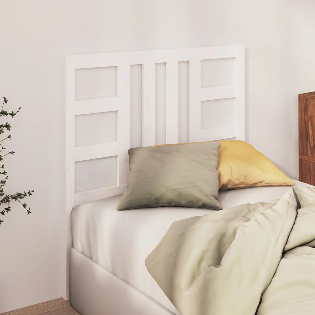 Bed Headboard White 106x4x100 cm Solid Wood Pine - Bargainia.com - 