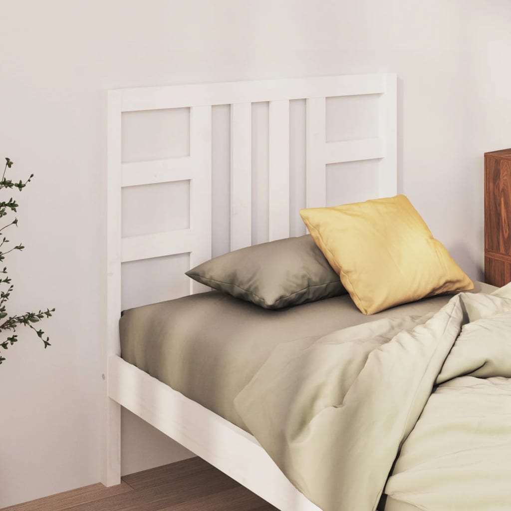 Bed Headboard White 106x4x100 cm Solid Wood Pine - Bargainia.com - 