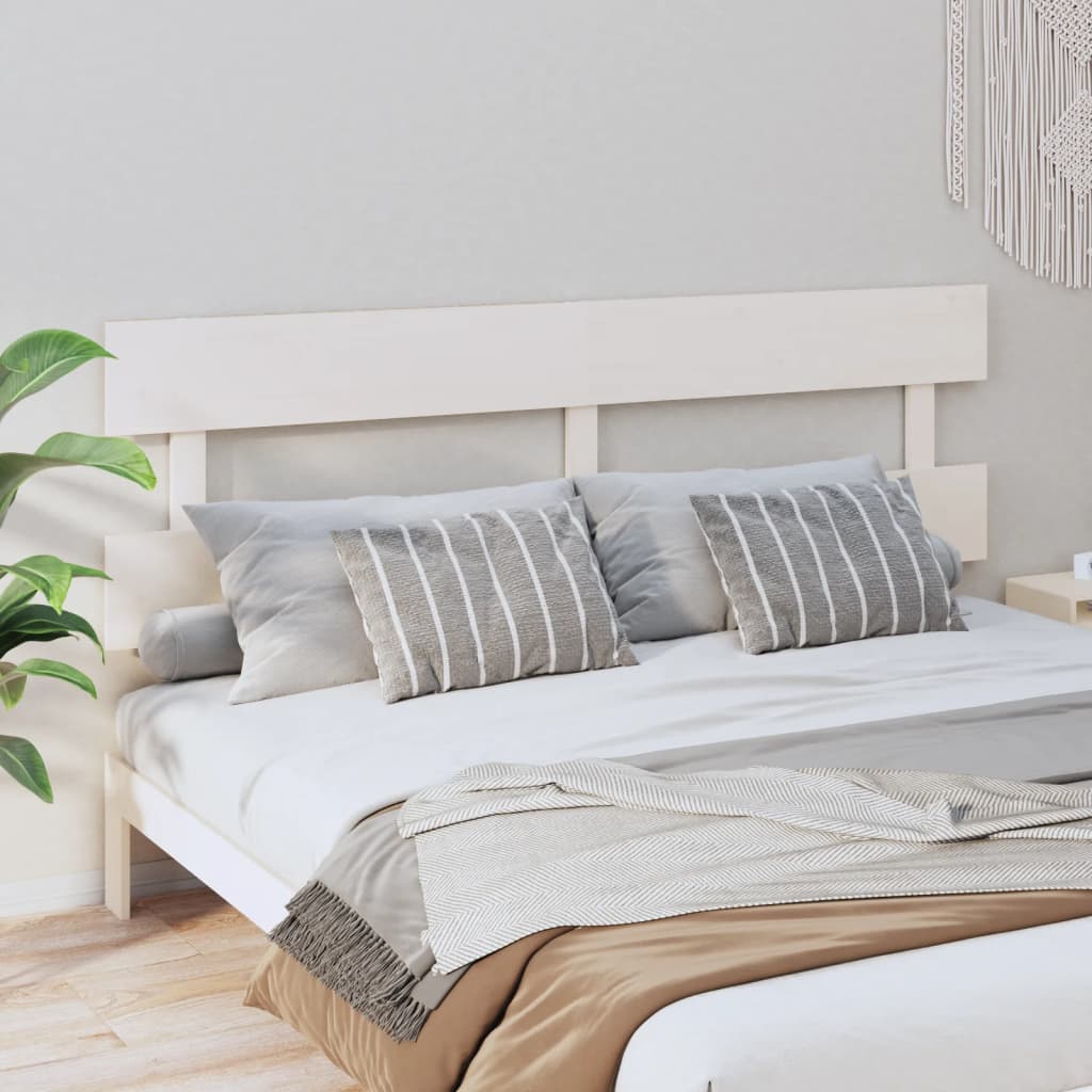Bed Headboard White 184x3x81 cm Solid Wood Pine - Bargainia.com - 