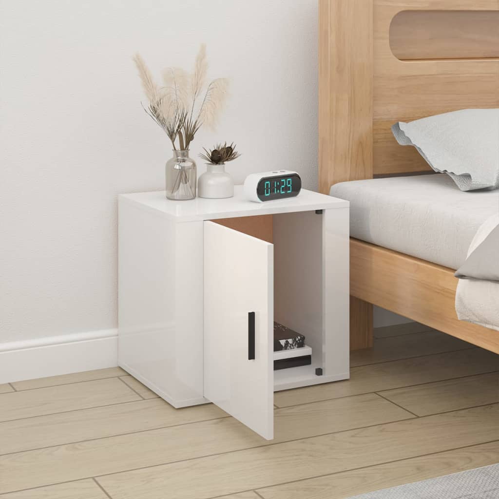 Bedside Cabinet High Gloss White 50x39x47 cm - Bargainia.com - 