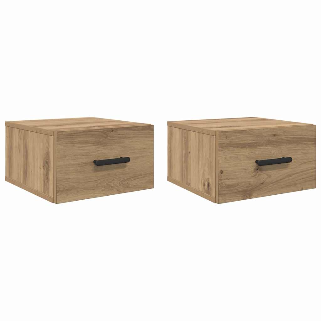 Bedside Cabinet Wall - mounted 2 pcs Artisan oak 35 x 35 x 20 cm - Bargainia.com - 