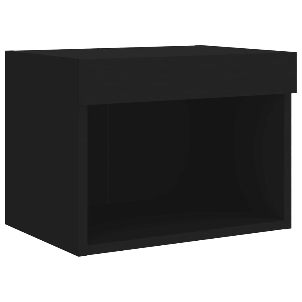 Bedside Cabinet with LED Lights Wall - mounted Black - Bargainia.com - 8721012256996 - 837115