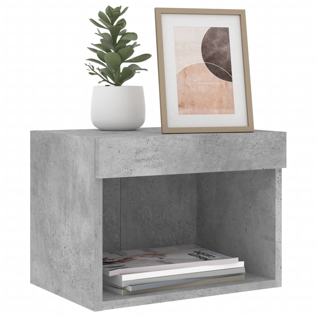 Bedside Cabinet with LED Lights Wall - mounted Concrete Grey - Bargainia.com - 8721012257030 - 837119