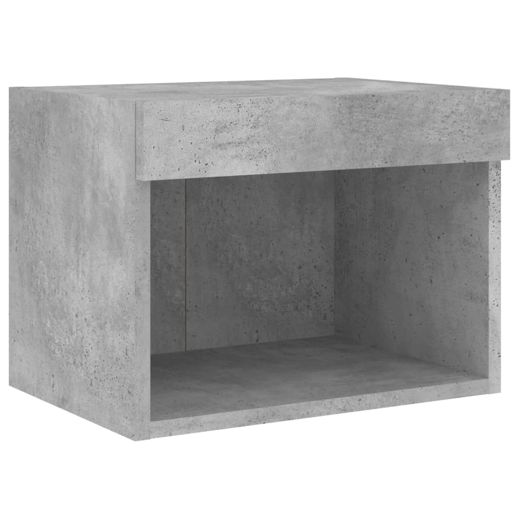 Bedside Cabinet with LED Lights Wall - mounted Concrete Grey - Bargainia.com - 8721012257030 - 837119