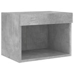 Bedside Cabinet with LED Lights Wall - mounted Concrete Grey - Bargainia.com - 