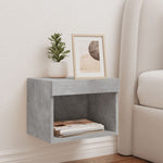 Bedside Cabinet with LED Lights Wall - mounted Concrete Grey - Bargainia.com - 