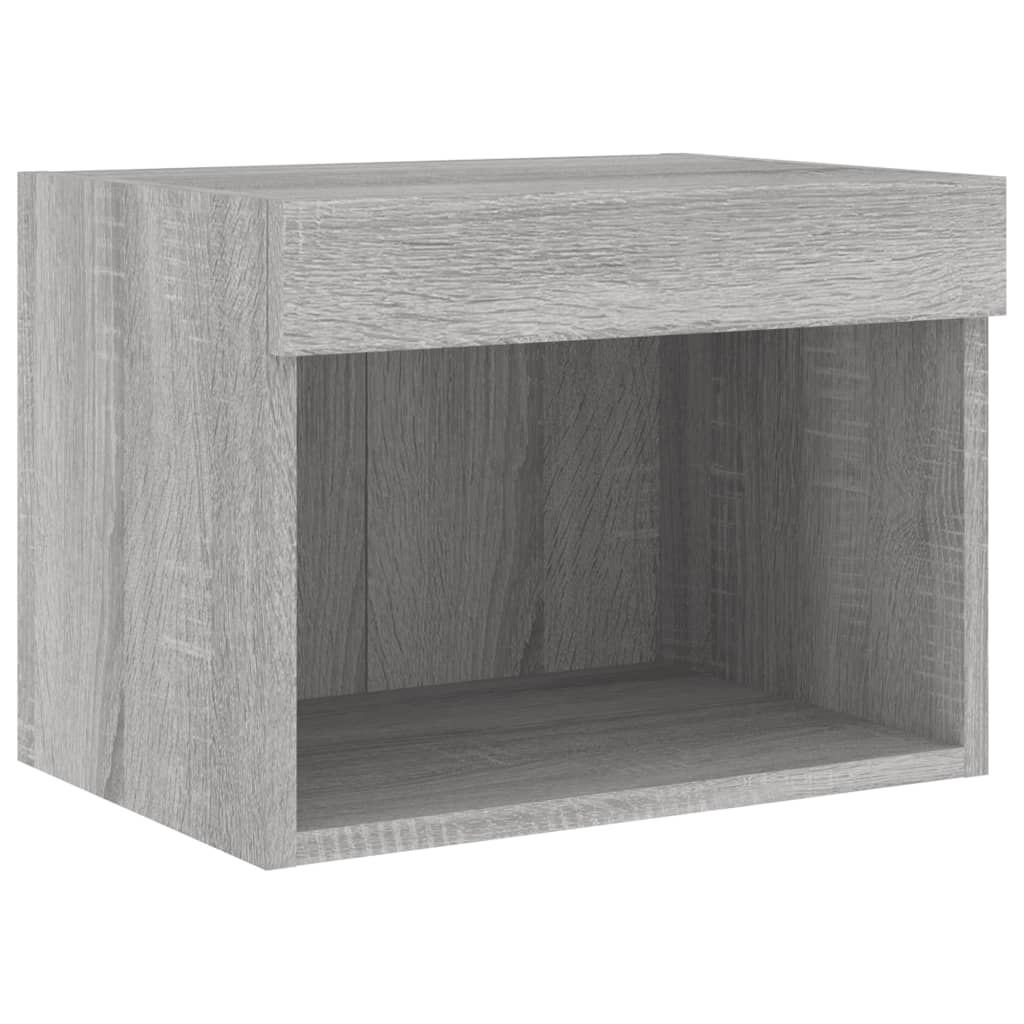 Bedside Cabinet with LED Lights Wall - mounted Grey Sonoma - Bargainia.com - 8721012257078 - 837123