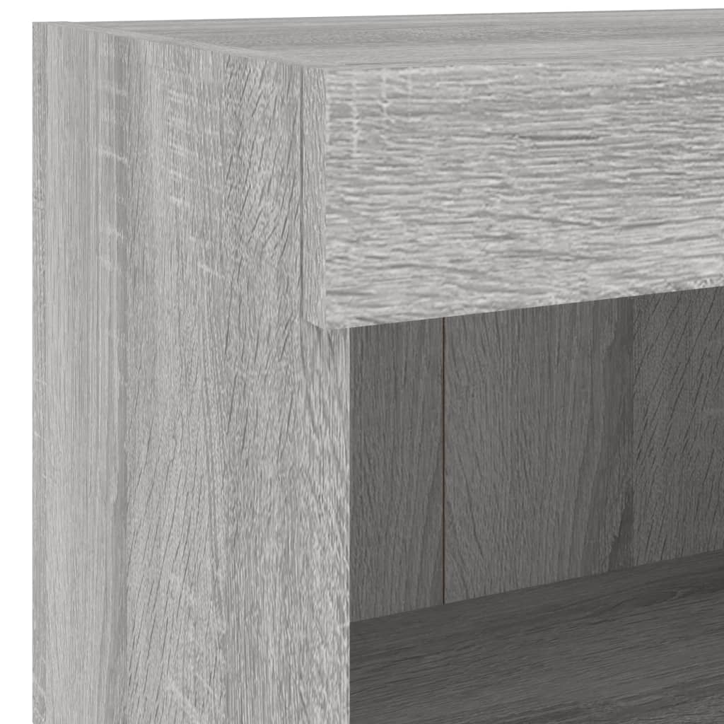 Bedside Cabinet with LED Lights Wall - mounted Grey Sonoma - Bargainia.com - 8721012257078 - 837123