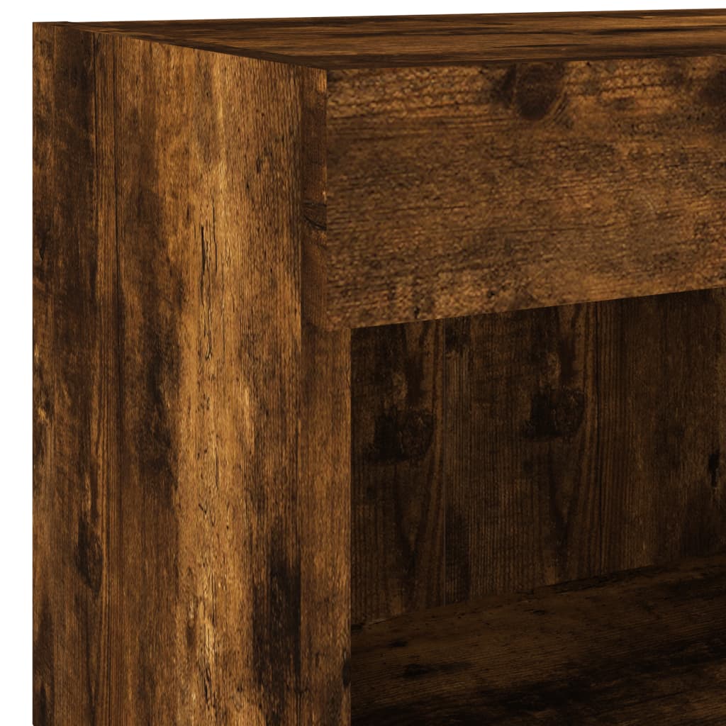 Bedside Cabinet with LED Lights Wall - mounted Smoked Oak - Bargainia.com - 8721012257054 - 837121