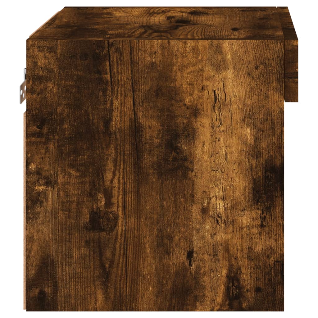 Bedside Cabinet with LED Lights Wall - mounted Smoked Oak - Bargainia.com - 8721012257054 - 837121