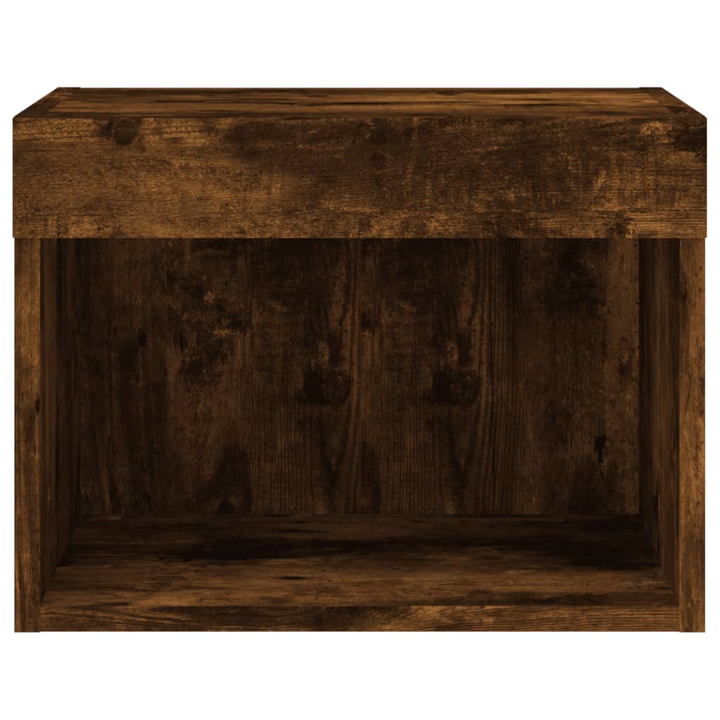Bedside Cabinet with LED Lights Wall - mounted Smoked Oak - Bargainia.com - 8721012257054 - 837121