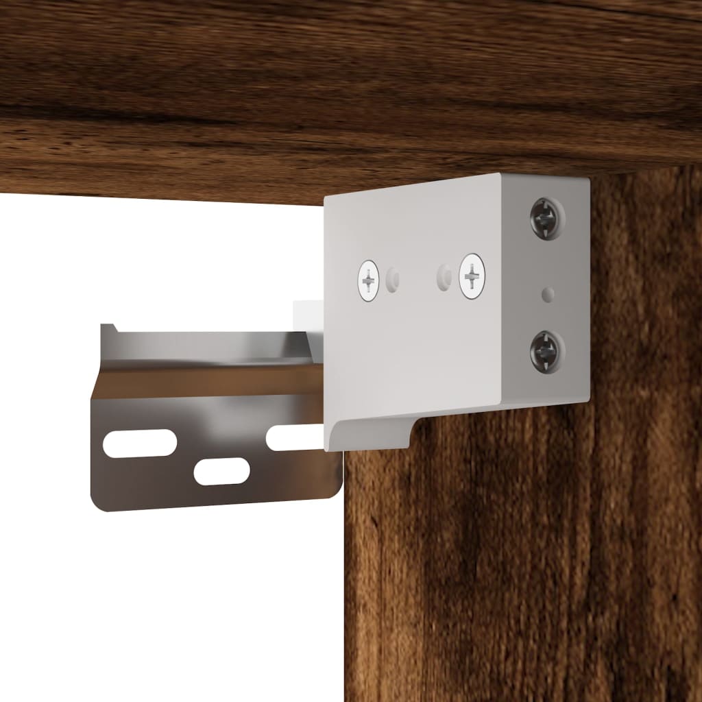 Bedside Cabinet with LED Lights Wall - mounted Smoked Oak - Bargainia.com - 8721012257054 - 837121