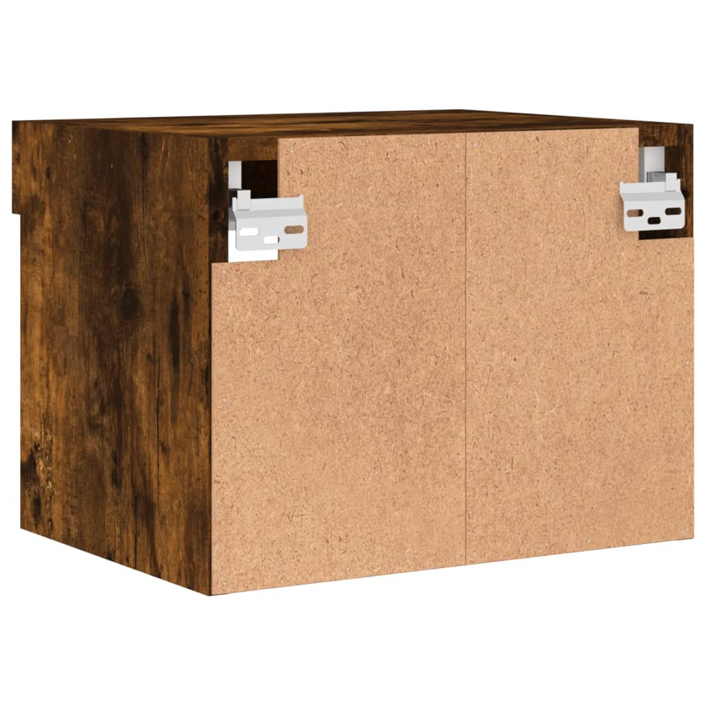 Bedside Cabinet with LED Lights Wall - mounted Smoked Oak - Bargainia.com - 8721012257054 - 837121