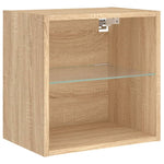 Bedside Cabinet with LED Lights Wall - mounted Sonoma Oak - Bargainia.com - 