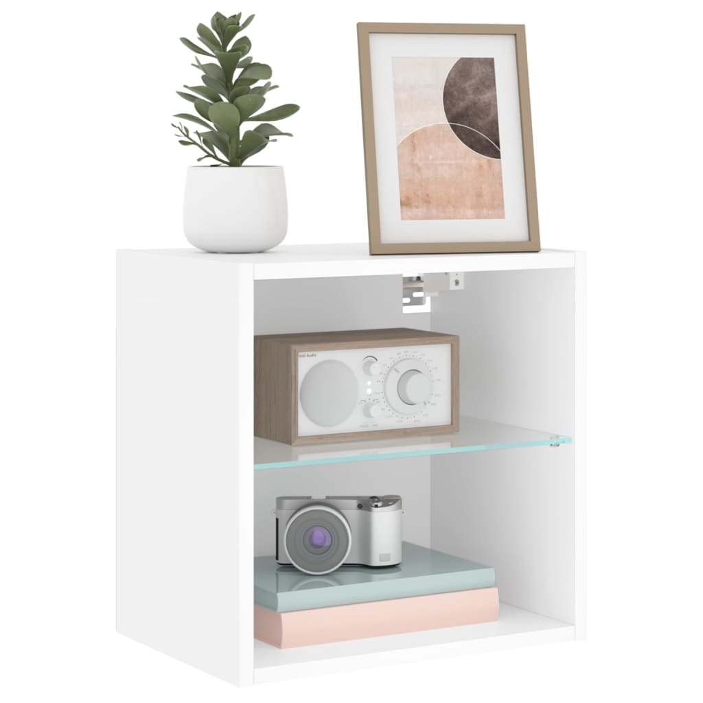 Bedside Cabinet with LED Lights Wall - mounted White - Bargainia.com - 8721012256484 - 837064