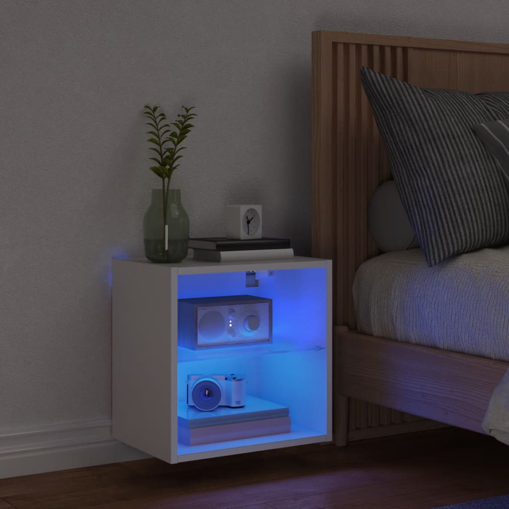 Bedside Cabinet with LED Lights Wall - mounted White - Bargainia.com - 8721012256484 - 837064