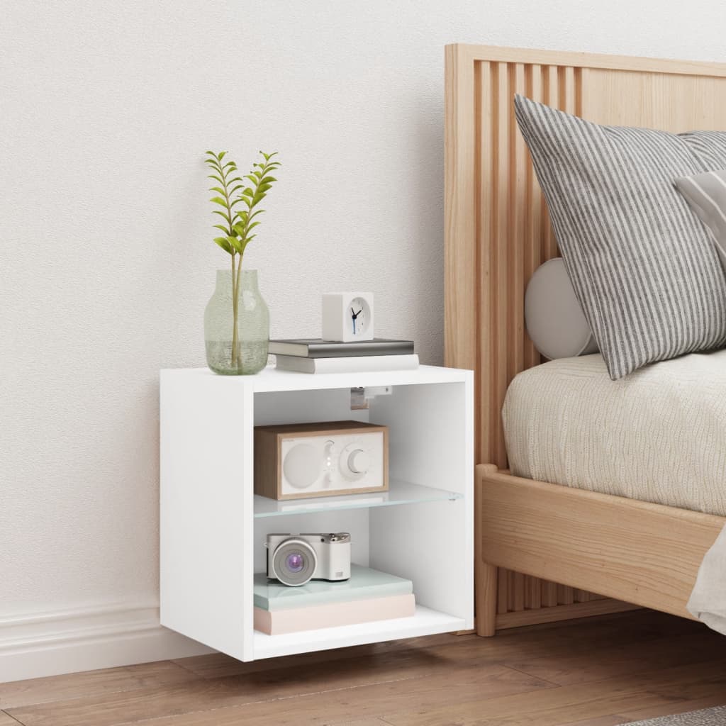 Bedside Cabinet with LED Lights Wall - mounted White - Bargainia.com - 8721012256484 - 837064