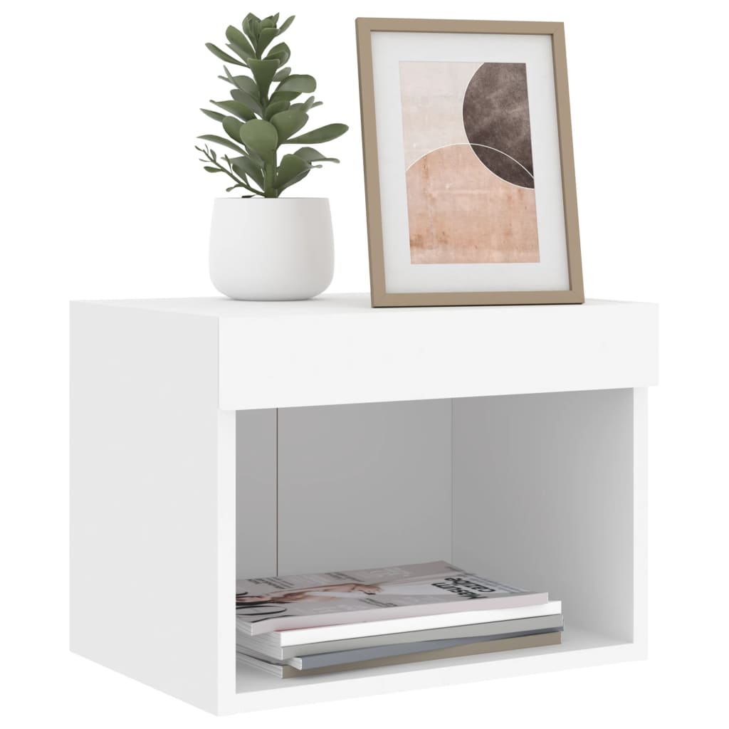Bedside Cabinet with LED Lights Wall - mounted White - Bargainia.com - 8721012256972 - 837113