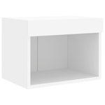 Bedside Cabinet with LED Lights Wall - mounted White - Bargainia.com - 