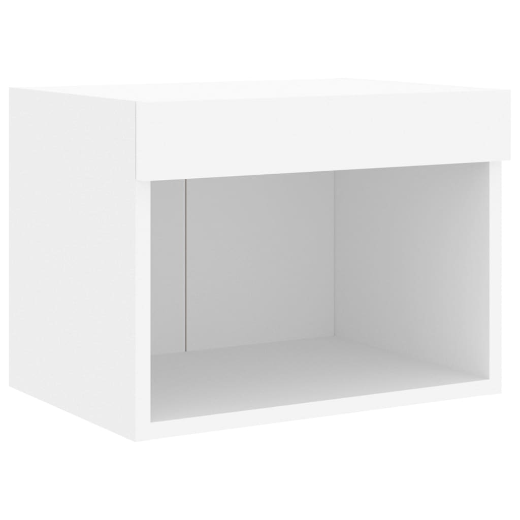 Bedside Cabinet with LED Lights Wall - mounted White - Bargainia.com - 