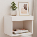 Bedside Cabinet with LED Lights Wall - mounted White - Bargainia.com - 