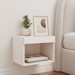Bedside Cabinet with LED Lights Wall - mounted White - Bargainia.com - 