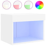 Bedside Cabinet with LED Lights Wall - mounted White - Bargainia.com - 