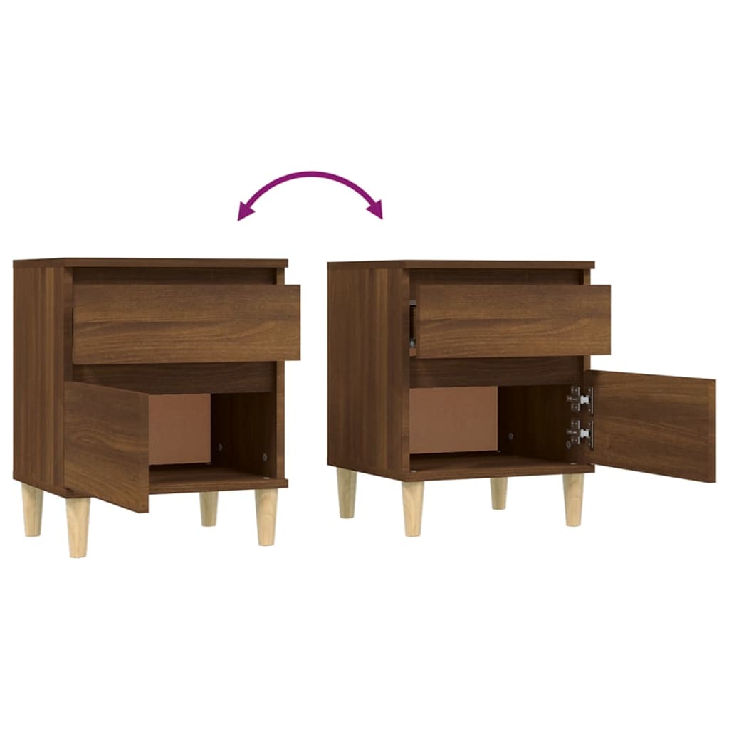 Bedside Cabinets 2 pcs Brown Oak 40x35x50 cm - Bargainia.com - 