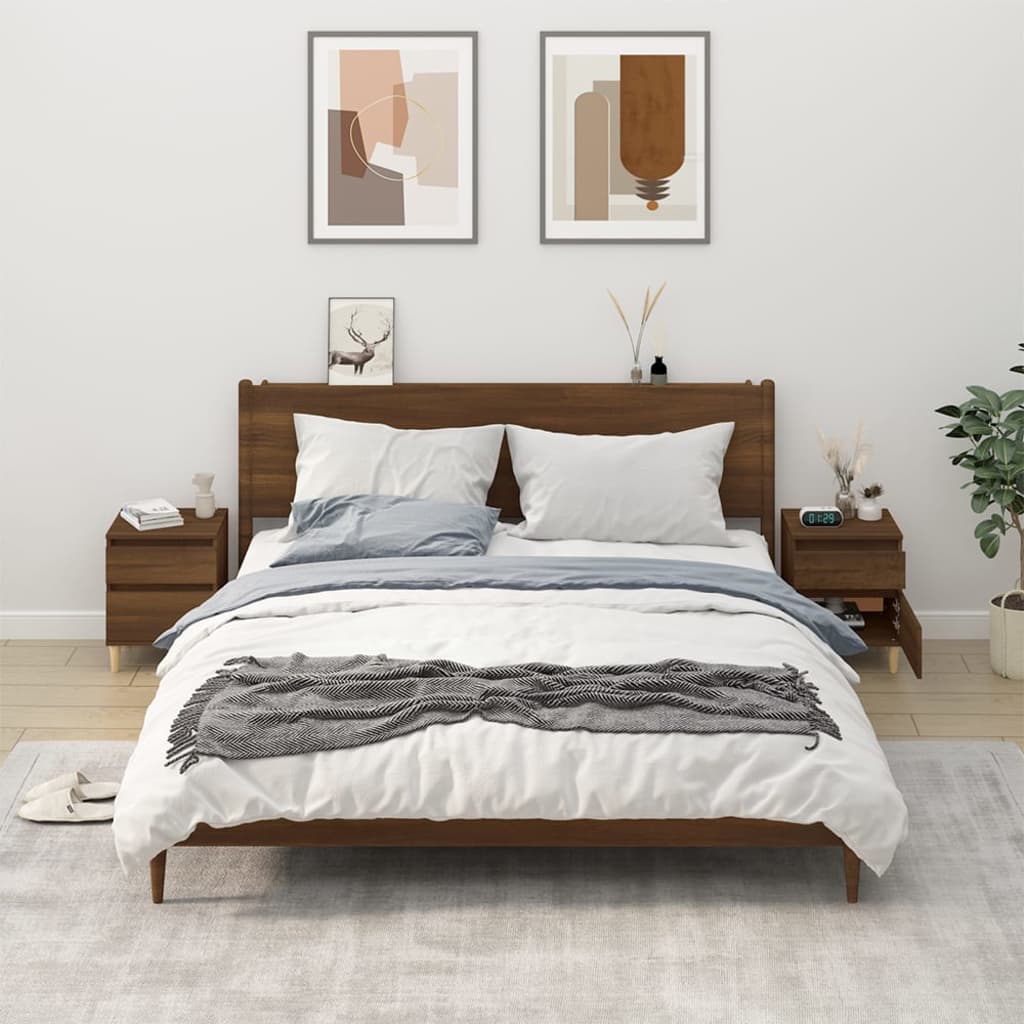 Bedside Cabinets 2 pcs Brown Oak 40x35x50 cm - Bargainia.com - 