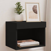 Bedside Cabinets with LED Lights Wall - mounted 2 pcs Black - Bargainia.com - 8721012257009 - 837116