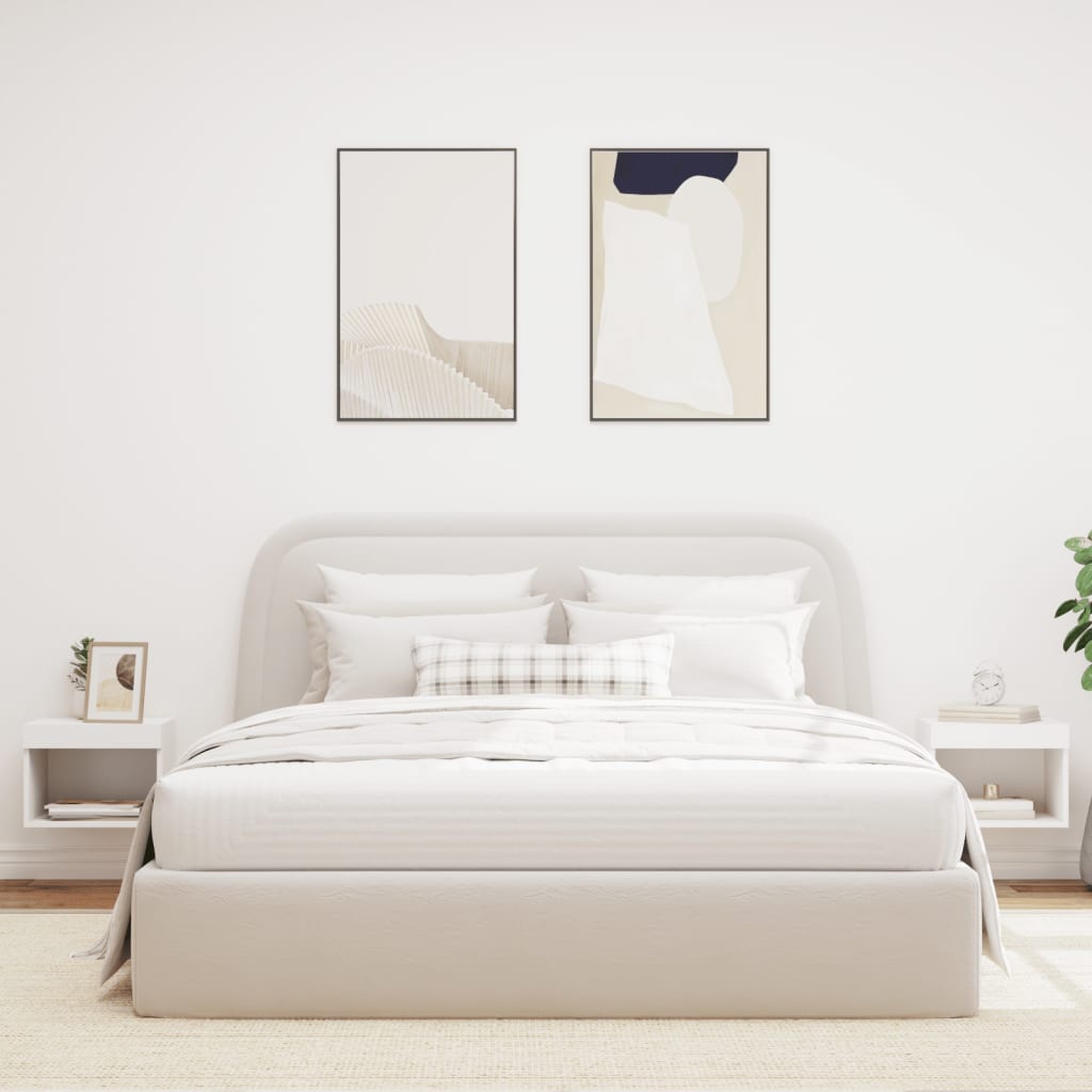 Bedside Cabinets with LED Lights Wall - mounted 2 pcs White - Bargainia.com - 8721012256989 - 837114