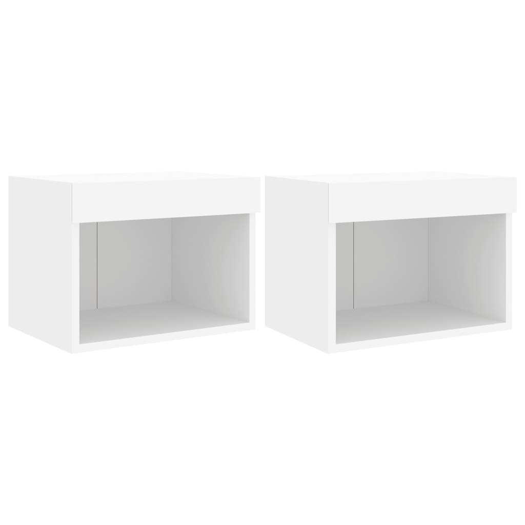 Bedside Cabinets with LED Lights Wall - mounted 2 pcs White - Bargainia.com - 8721012256989 - 837114