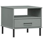 Bedside Table with Metal Legs Grey Solid Wood Pine OSLO - Bargainia.com - 