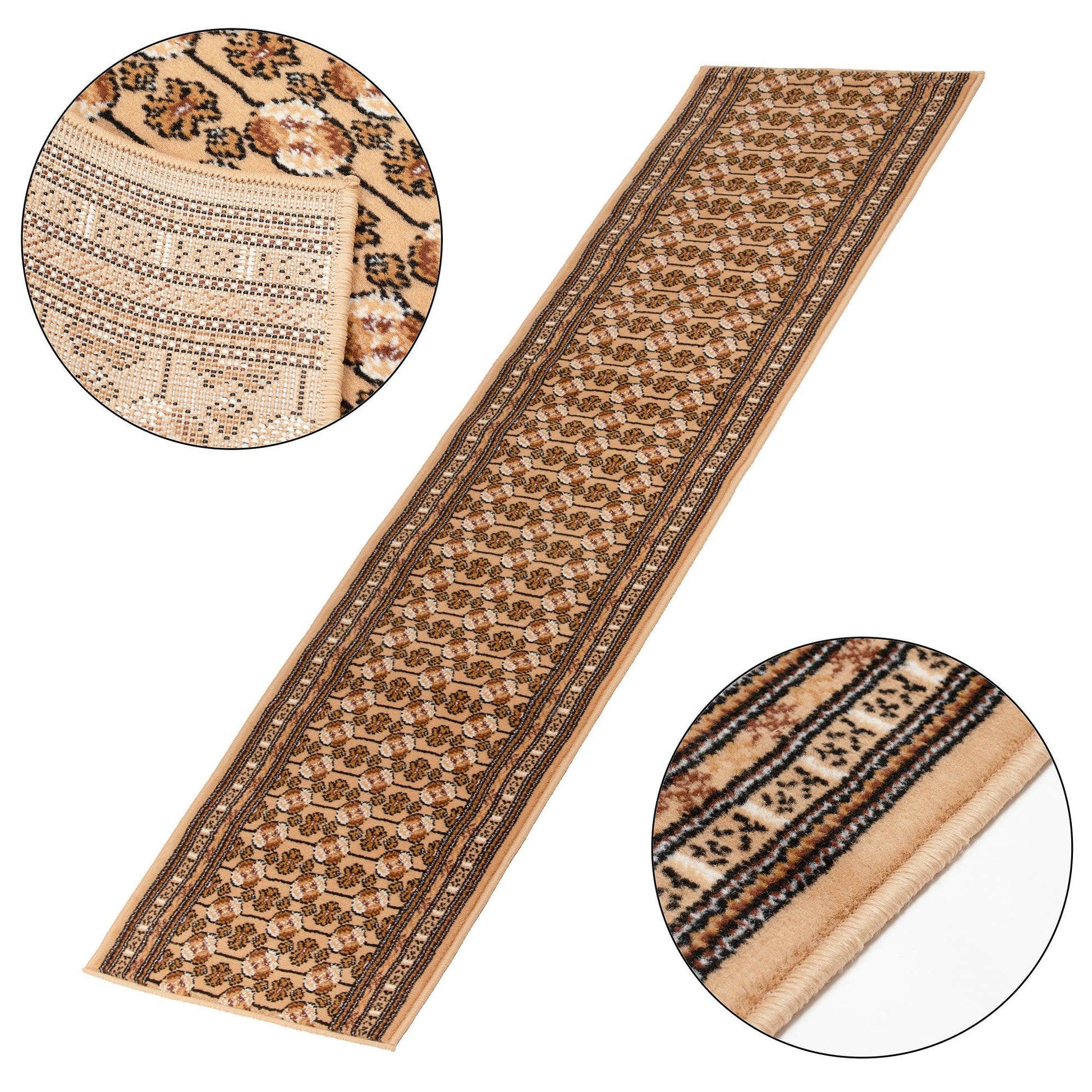 Beige Bokhara Hard Wearing Runner Mat - Texas Stair Runner Rug Masters