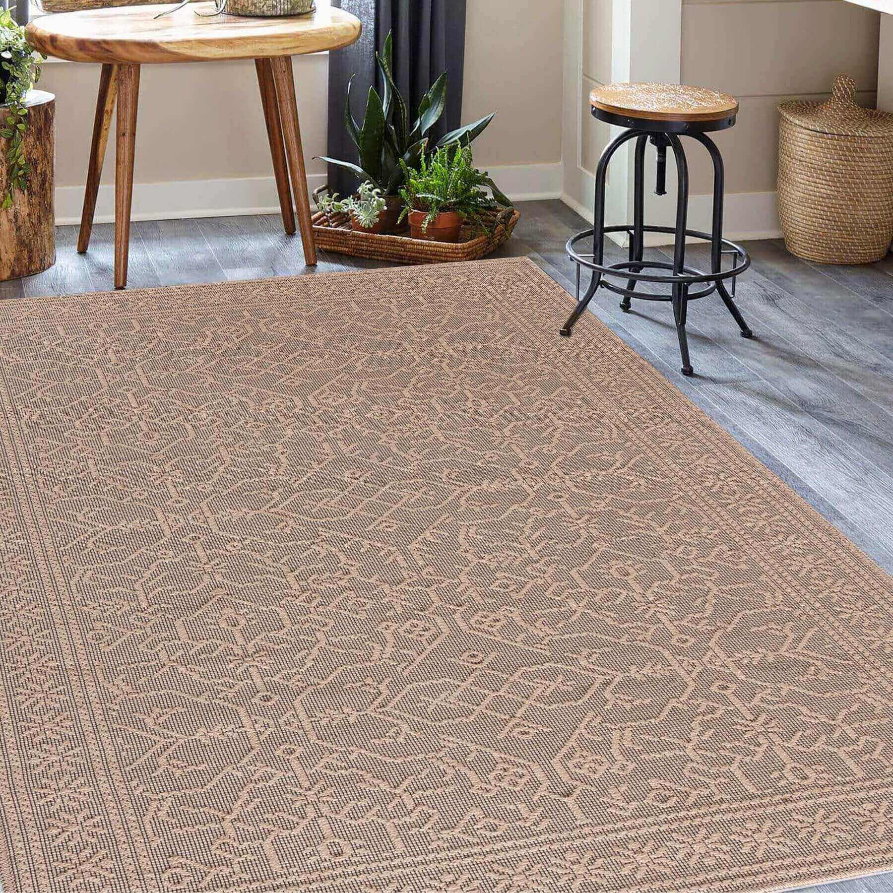 Beige Jute Looking Washable Rugs - Bargainia.com - 5060827256528 - JUT004001