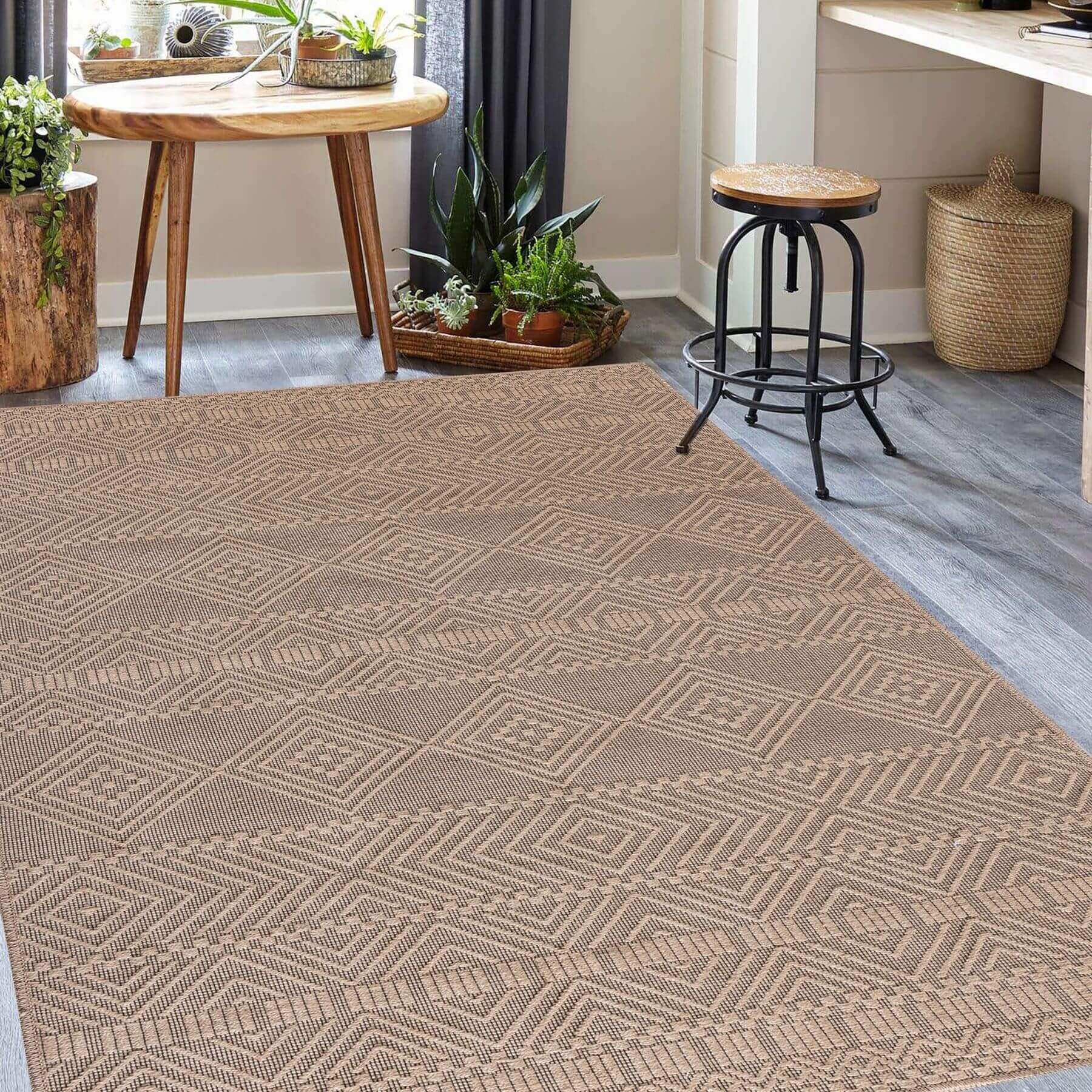 Beige Jute Looking Washable Rugs - Bargainia.com - 5060827256764 - JUT003003