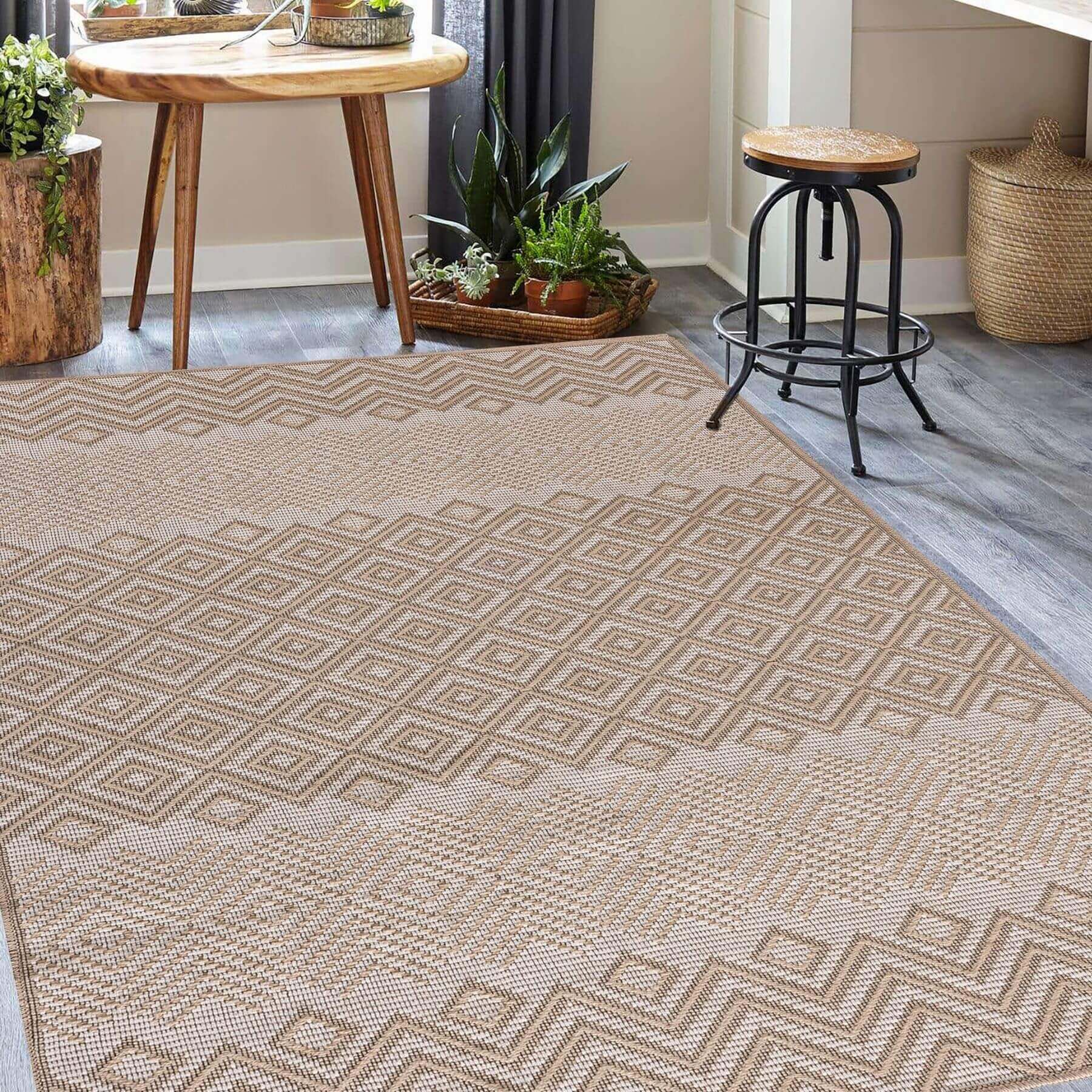 Beige Jute Looking Washable Rugs - Bargainia.com - 5060827256795 - JUT003006