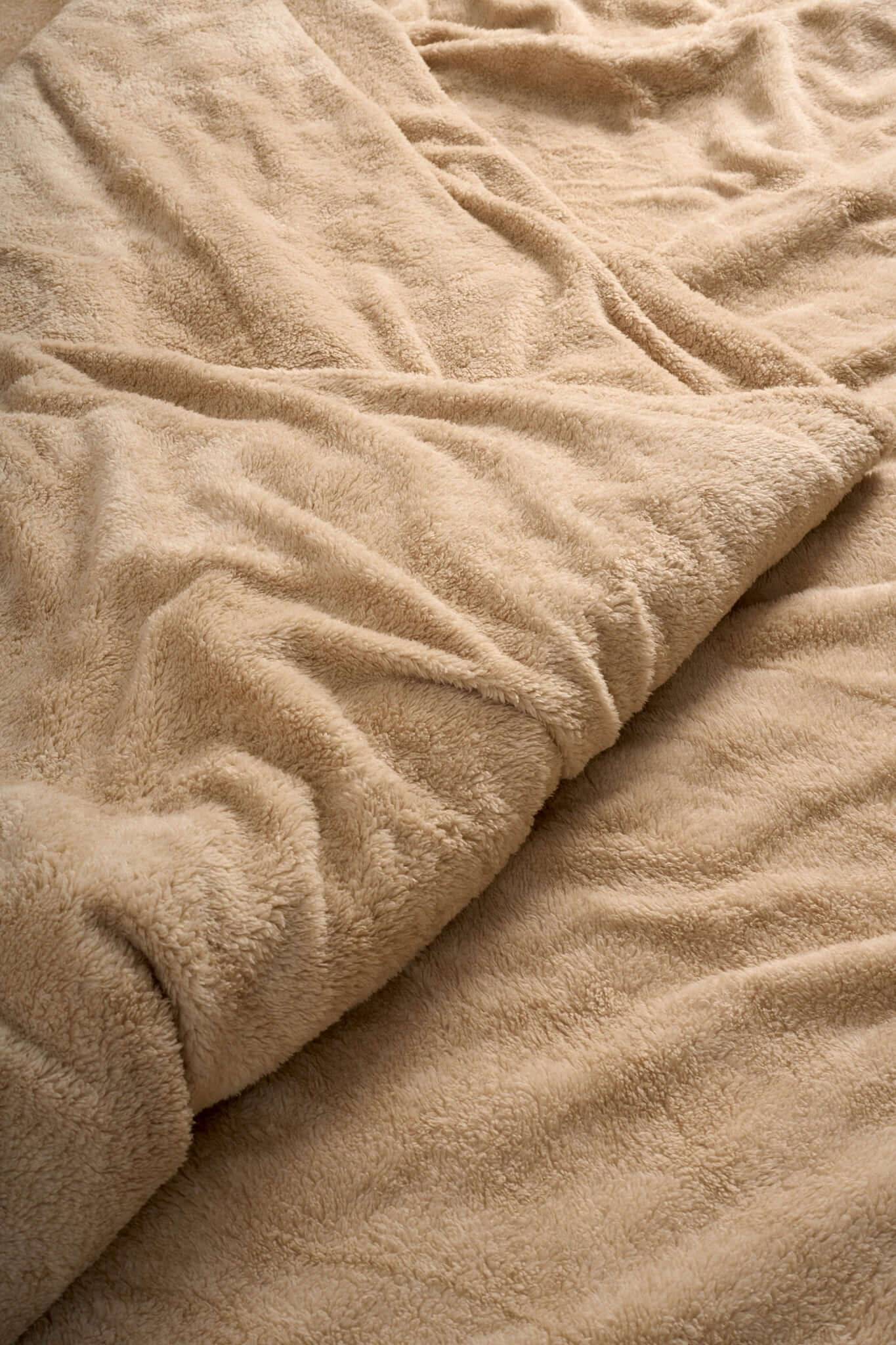 Beige Teddy Fleece Duvet & Two Pillow Covers Set Super Soft - Hibernate Cosy Collection Clearance