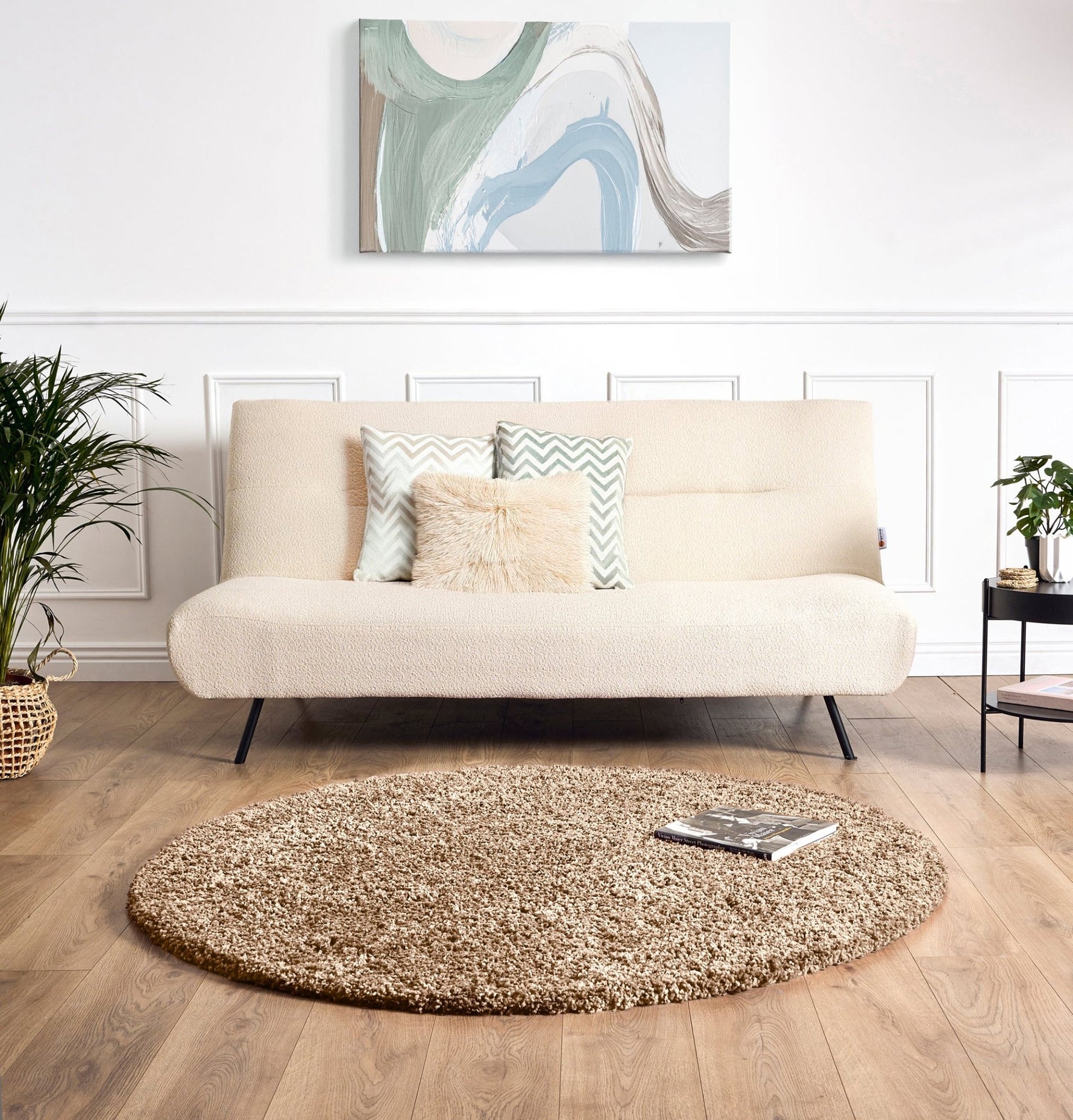 Beige Thick Shaggy Rug - California - Bargainia.com - 5056150216049