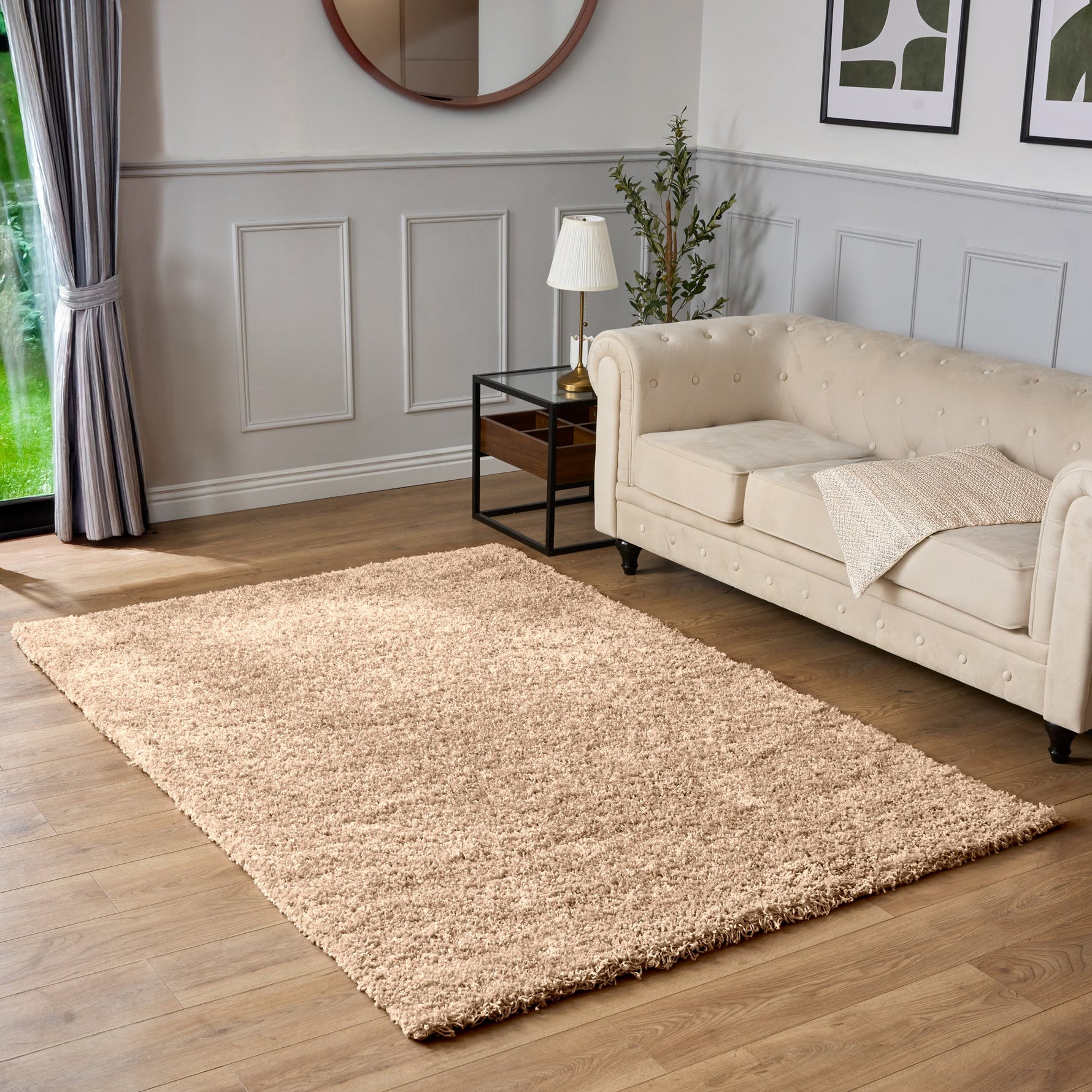 Beige Thick Shaggy Rug - California - Bargainia.com - 5056150295297