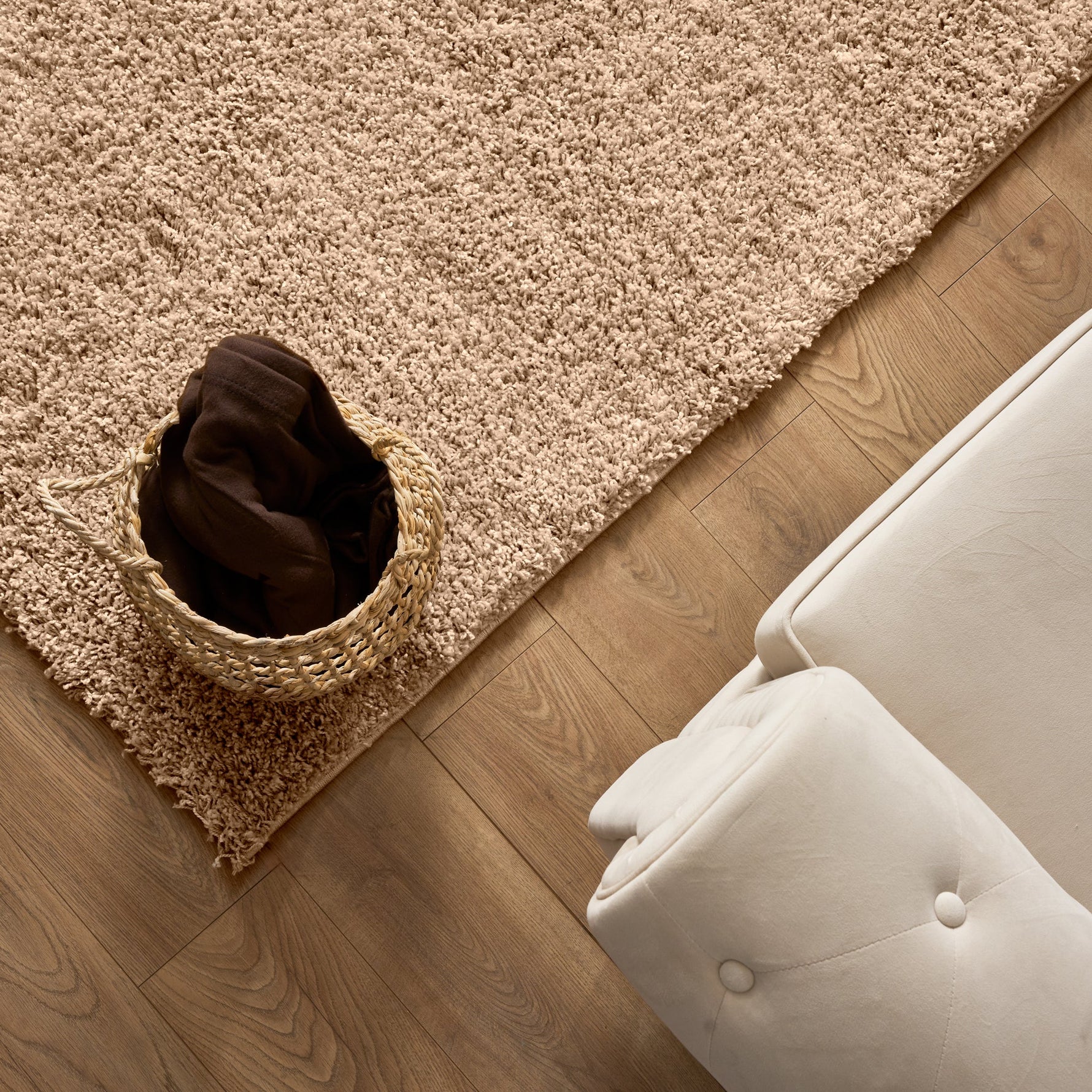 Beige Thick Shaggy Rug - California - Bargainia.com - 5056150295310