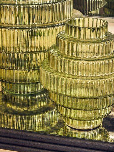 Benka Large Green Ribbed Glass Vase - Bargainia.com - 5018705943077