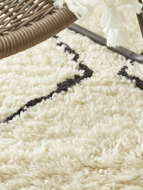 Berber Cream/Black Wool Shaggy Rug - Bargainia.com - 5026134571969 - BERBER_NATURL_080X150