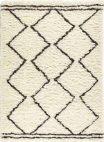 Berber Cream/Black Wool Shaggy Rug - Bargainia.com - 
