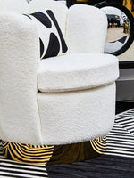 Biarritz Off White Boucle Scalloped Swivel Chair - Bargainia.com - 5018705979403