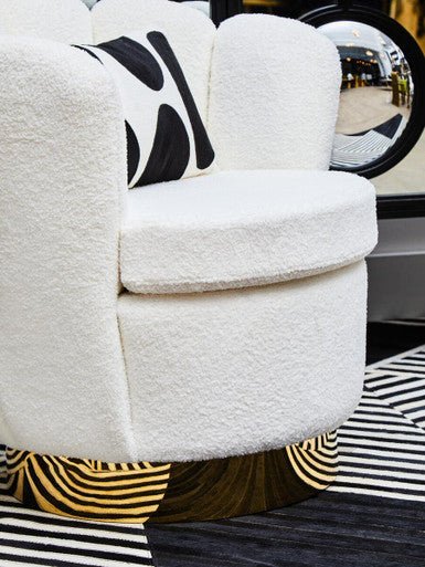 Biarritz Off White Boucle Scalloped Swivel Chair - Bargainia.com - 5018705979403