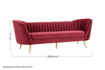 Binky 3 Seat Wine Velvet Sofa - Bargainia.com - 