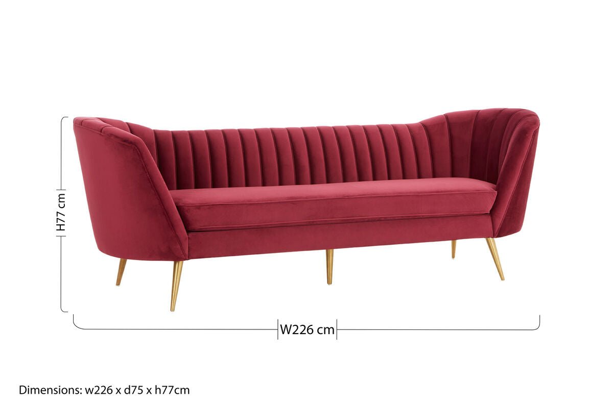 Binky 3 Seat Wine Velvet Sofa - Bargainia.com - 
